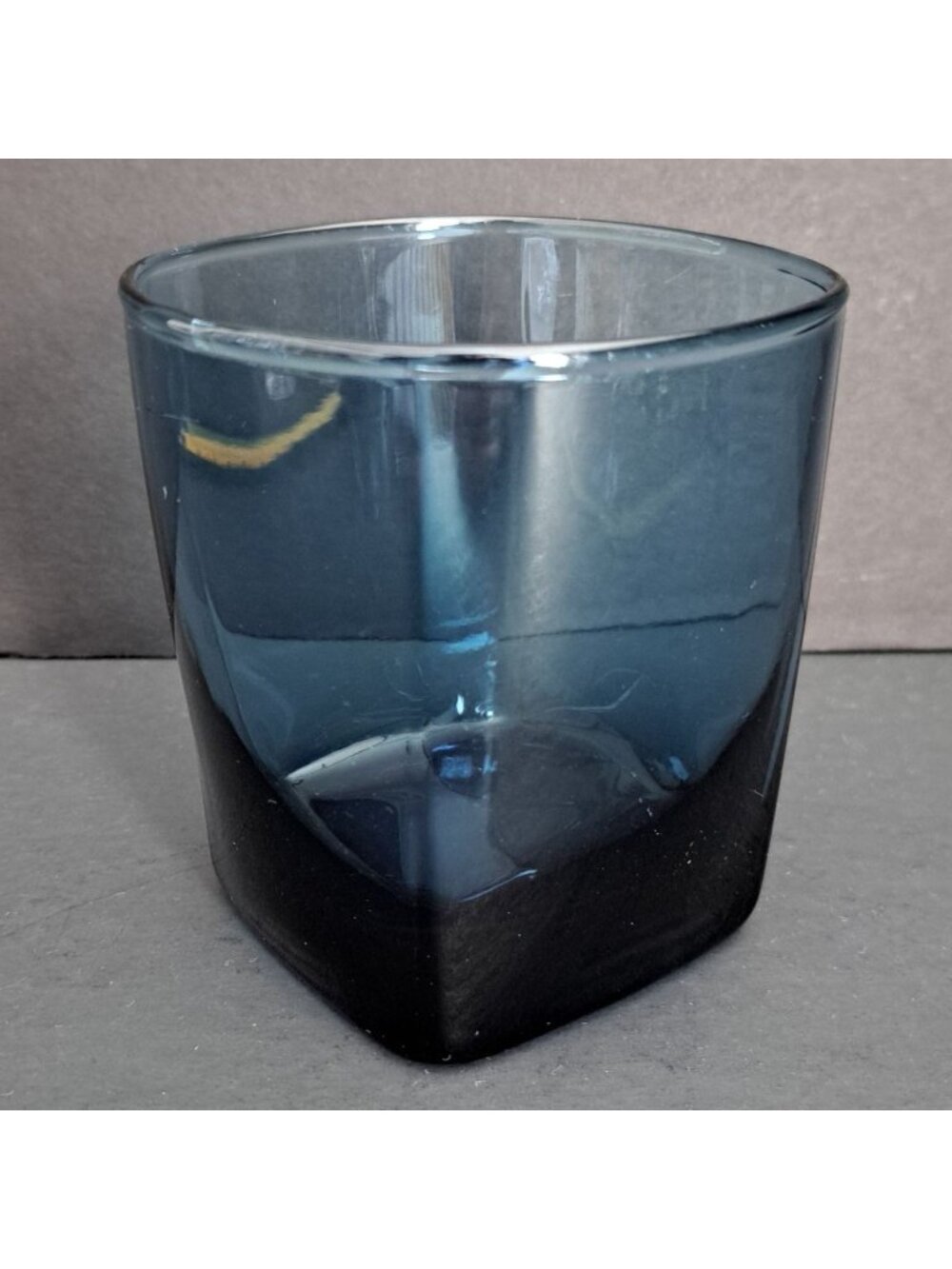 Anchor Hocking Rio Coastal Blue Glass Tumbler 3.75" Square Bottom Vintage USA